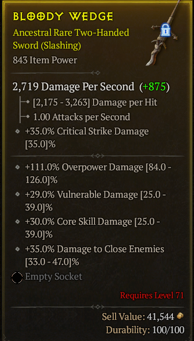 Season 3 - Softcore - Perfect Rare - Two-Handed Sword BLOODY WEDGE 2