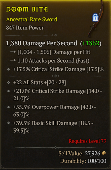 Season 3 - Softcore - Perfect Rare - Sword DOOM BITE 2