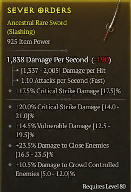 Season 3 - Softcore - Perfect Rare - Sword SEVER ORDERS 2