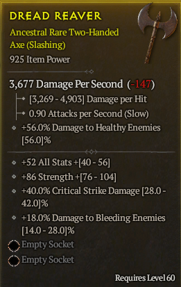 Season 3 - Softcore - Perfect Rare - Two-Handed Axe DREAD REAVER 2