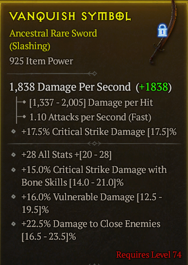 Season 3 - Softcore - Perfect Rare - Sword VANQUISH SYMBOL