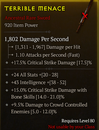 Season 3 - Softcore - Perfect Rare - Sword TERRIBLE MENACE