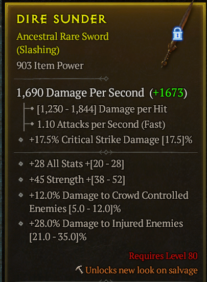Season 3 - Softcore - Perfect Rare - Sword DIRE SUNDER