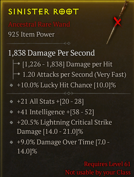 Season 3 - Softcore - Perfect Rare - Wand SINISTER ROOT 3