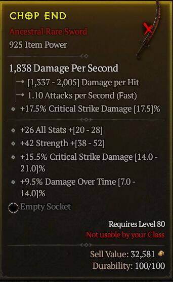 Season 3 - Softcore - Perfect Rare - Sword CHOP END