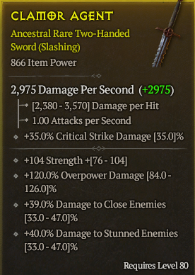 Season 3 - Softcore - Perfect Rare - Two-Handed Sword CLAMOR AGENT 2