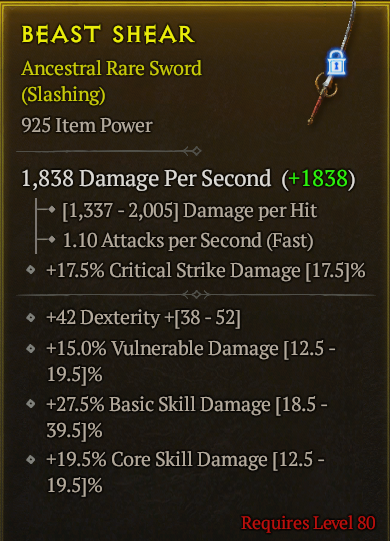 Season 3 - Softcore - Perfect Rare - Sword BEAST SHEAR