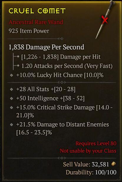 Season 3 - Softcore - Perfect Rare - Wand CRUEL COMET