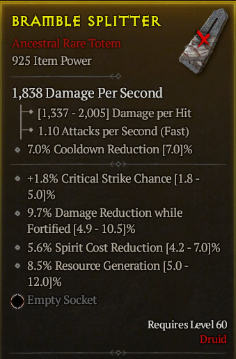 Season 3 - Softcore - Perfect Rare - Totem BRAMBLE SPLITTER 6