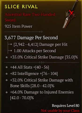 Season 3 - Softcore - Perfect Rare - Two-Handed Sword SLICE RIVAL