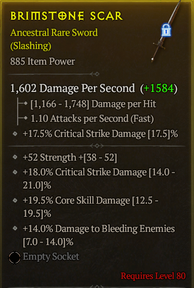Season 3 - Softcore - Perfect Rare - Sword BRIMSTONE SCAR