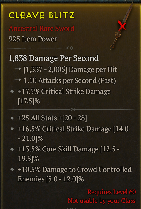Season 3 - Softcore - Perfect Rare - Sword CLEAVE BLITZ 2
