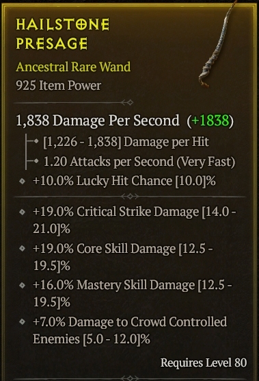 Season 3 - Softcore - Perfect Rare - Wand HAILSTONE PRESAGE 2