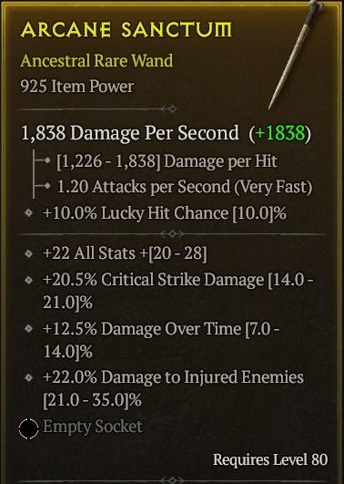 Season 3 - Softcore - Perfect Rare - Wand ARCANE SANCTUM 2
