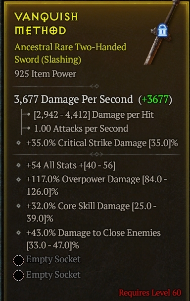 Season 3 - Softcore - Perfect Rare - Two-Handed Sword VANQUISH METHOD 4