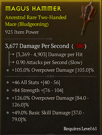 Season 3 - Softcore - Perfect Rare - Two-Handed Mace MAGUS HAMMER 2