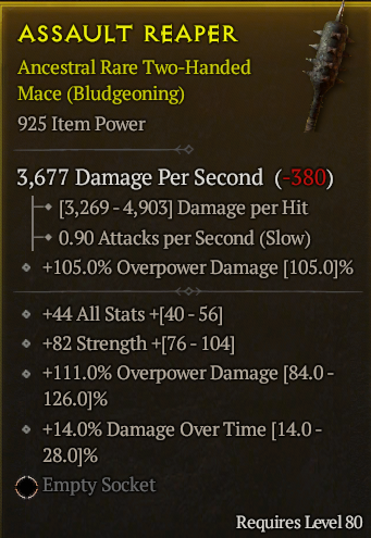 Season 3 - Softcore - Perfect Rare - Two-Handed Mace ASSAULT REAPER 2