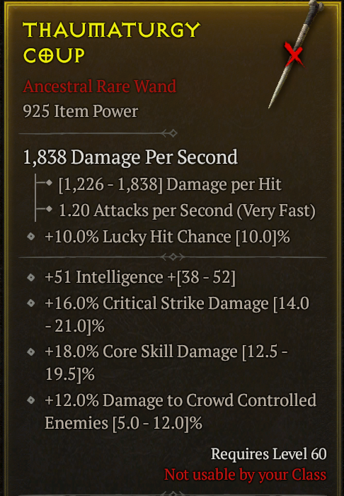 Season 3 - Softcore - Perfect Rare - Wand THAUMATURGY COUP