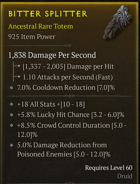 Season 3 - Softcore - Perfect Rare - Totem BITTER SPLITTER 5