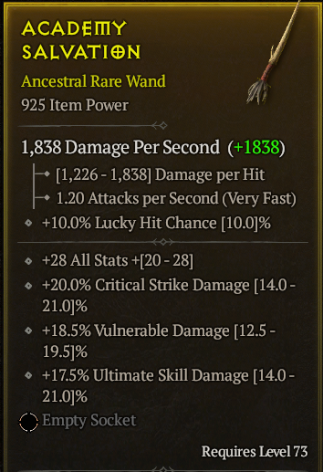 Season 3 - Softcore - Perfect Rare - Wand ACADEMY SALVATION