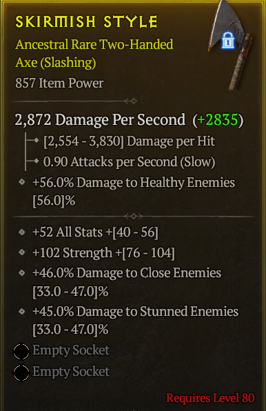 Season 3 - Softcore - Perfect Rare - Two-Handed Axe SKIRMISH STYLE