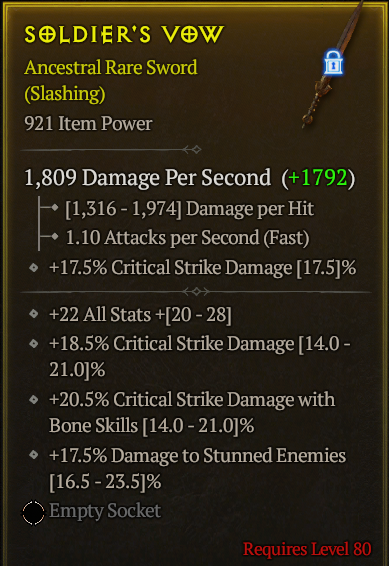 Season 3 - Softcore - Perfect Rare - Sword SOLDIER'S VOW 2
