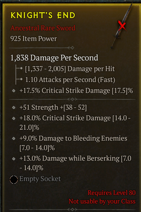 Season 3 - Softcore - Perfect Rare - Sword KNIGHT'S END