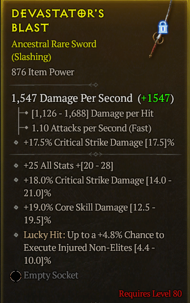 Season 3 - Softcore - Perfect Rare - Sword DEVASTATOR'S BLAST