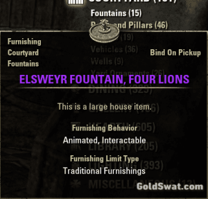 PC-EU-Elsweyr Fountain, Four Lions, 1900 Crowns