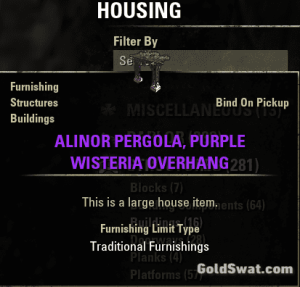 PC-EU-Alinor Pergola, Purple Wisteria Overhang, 940 Crowns