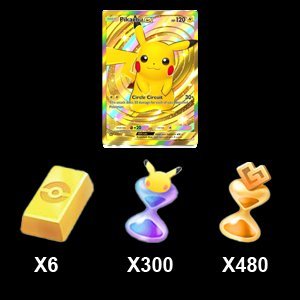 6 Poké Gold, 300 Pack Hourglass, 480 Wonder Hourglass, Must have Crown Card Pikachu, Global Account