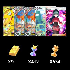 Crown Card Pikachu + 2*Reality Card Charizard + Mew + Sabrin