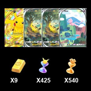 Crown Card Pikachu + 2*Reality Card Pikachu + Mew