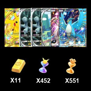 Crown Card Pikachu + 2*Reality Card Mewtwo + Mewtwo + Mew + Articuno ex